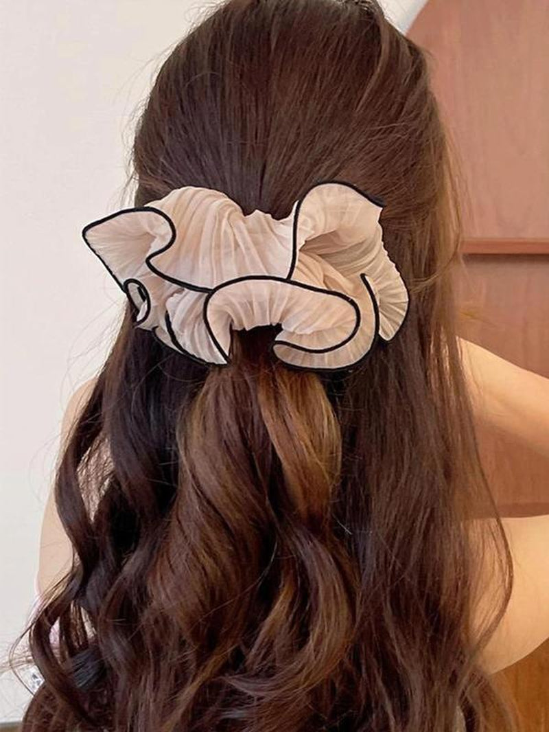 Textured Bowknot Contrast Binding Design Scrunchie (4Pcs/Set), Cute Trendy Hair Tie, Fashionable Hair Accessories for Women & Girls for Daily Use