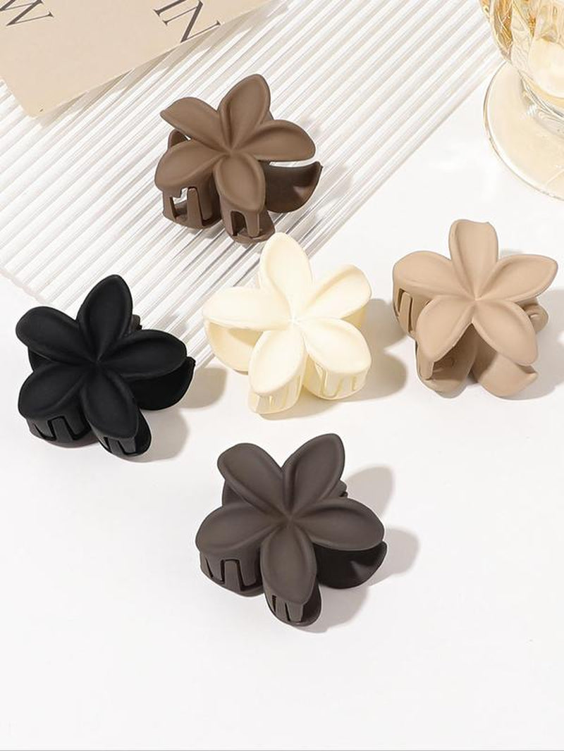 Fashionable Flower Shaped Design Hair Claws, Flower Themed Matte Plain Hair Claws, Trendy Hair Accessories for Women for Daily Used