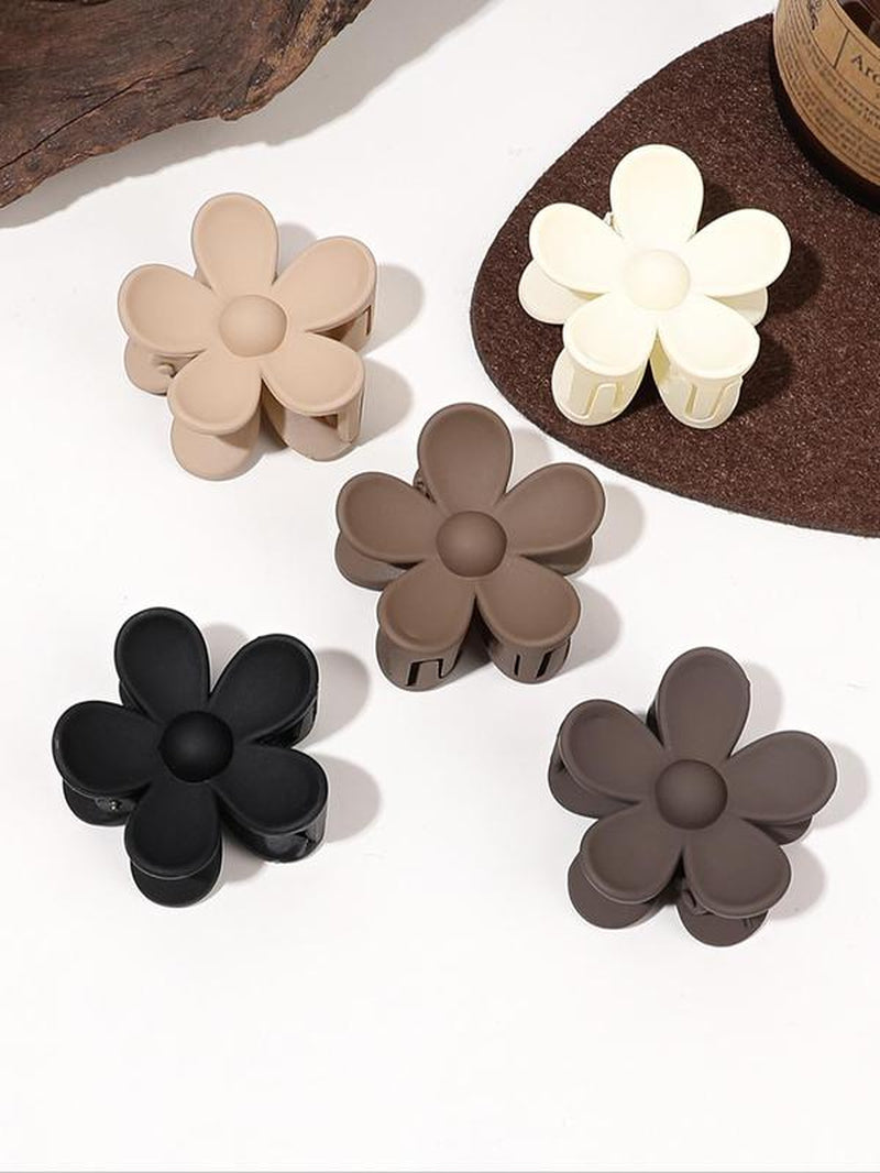 Fashionable Flower Shaped Design Hair Claws, Flower Themed Matte Plain Hair Claws, Trendy Hair Accessories for Women for Daily Used